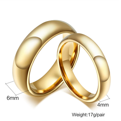 Classic Domed Gold Tungsten Engagement Band Couple Ring Wholesale Plated 4mm 6mm - Ables Mall