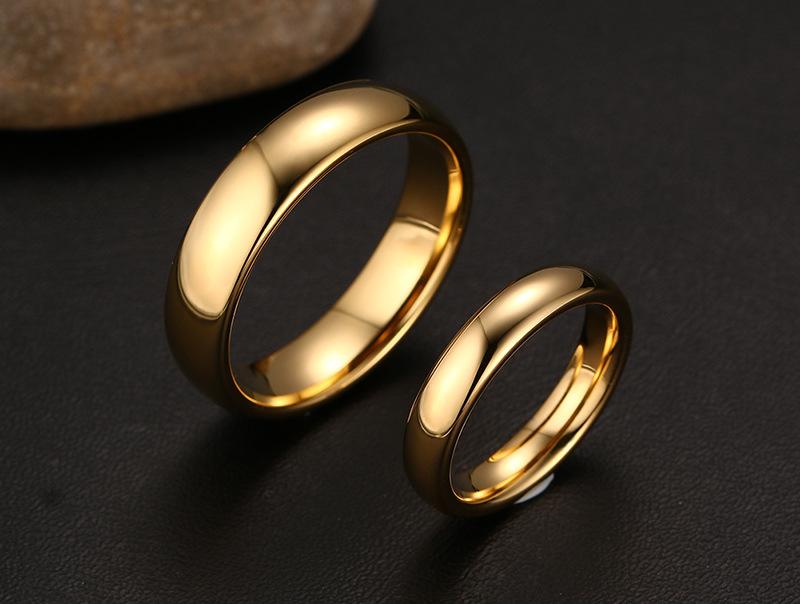 Classic Domed Gold Tungsten Engagement Band Couple Ring Wholesale Plated 4mm 6mm - Ables Mall