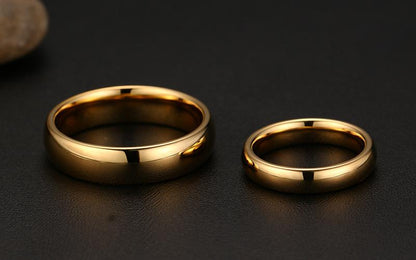 Classic Domed Gold Tungsten Engagement Band Couple Ring Wholesale Plated 4mm 6mm - Ables Mall