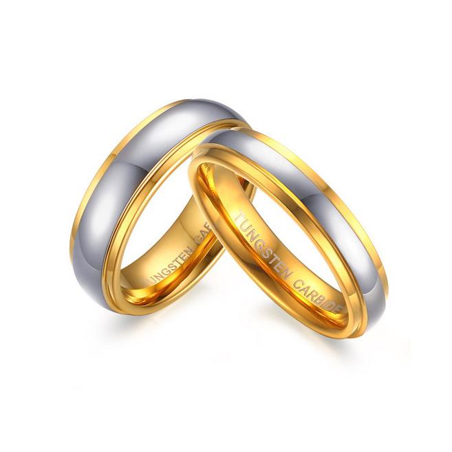 Two Tone Gold Tungsten Engagement Band Couple Ring Wholesale Plated 4mm 6mm - Ables Mall