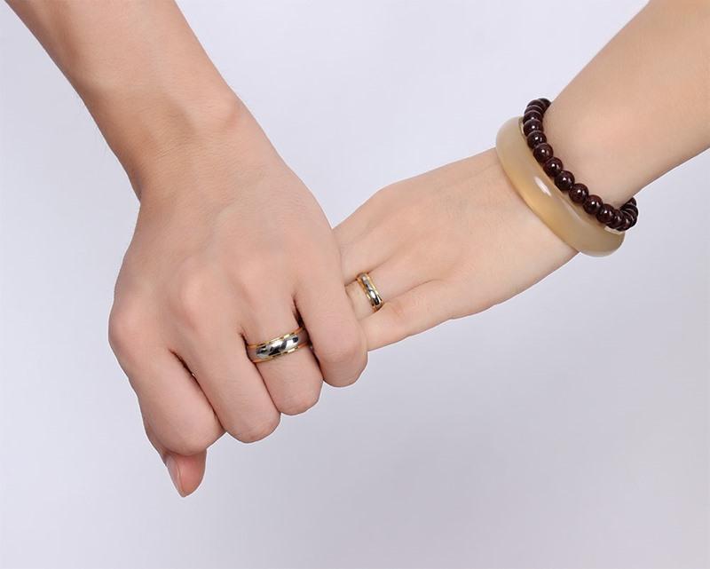 Two Tone Gold Tungsten Engagement Band Couple Ring Wholesale Plated 4mm 6mm - Ables Mall