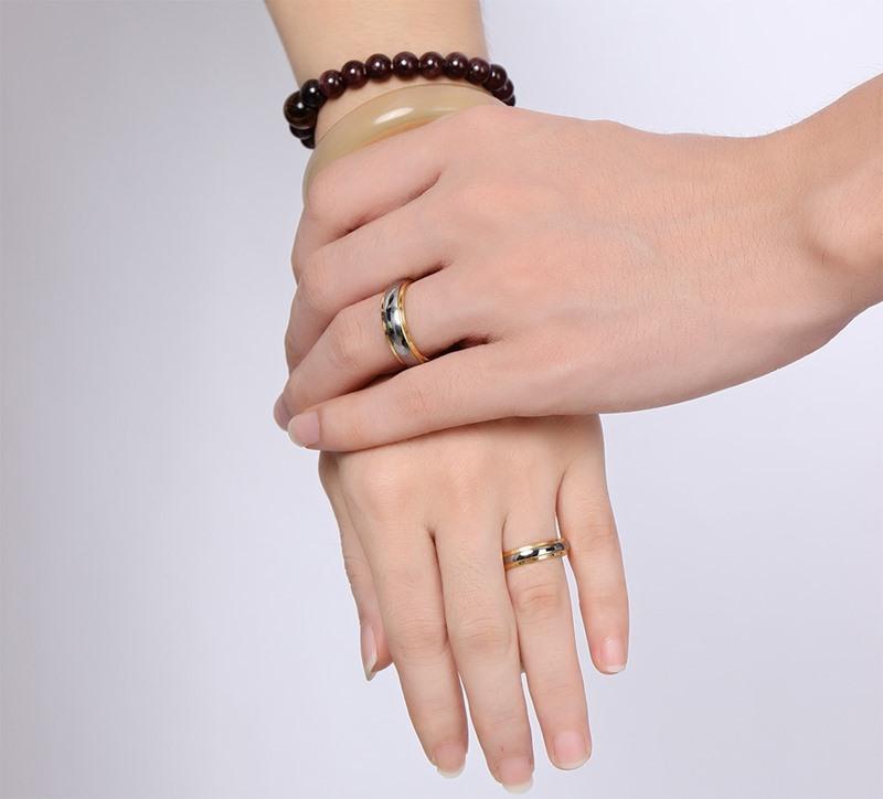 Two Tone Gold Tungsten Engagement Band Couple Ring Wholesale Plated 4mm 6mm - Ables Mall
