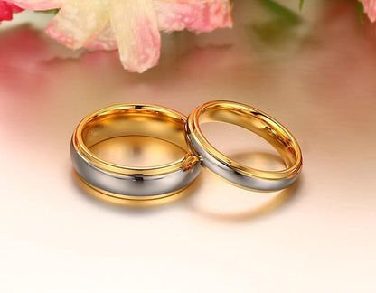 Two Tone Gold Tungsten Engagement Band Couple Ring Wholesale Plated 4mm 6mm - Ables Mall