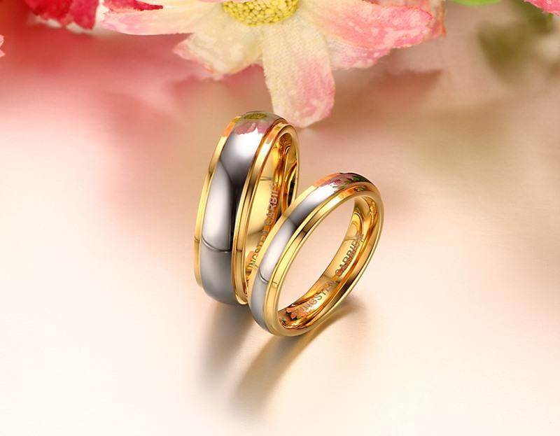 Two Tone Gold Tungsten Engagement Band Couple Ring Wholesale Plated 4mm 6mm - Ables Mall
