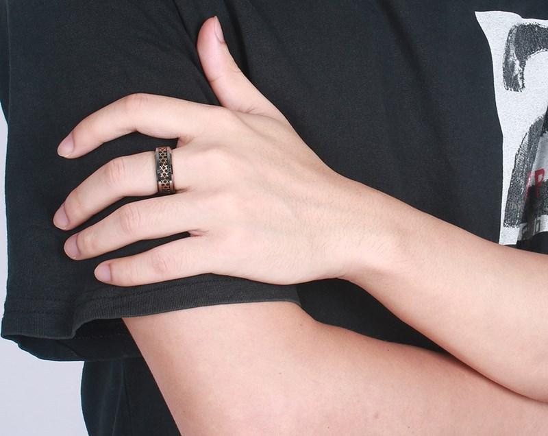 White Tungsten Hexagram Engagement Band Graphite Ring Wholesale 8mm - Ables Mall