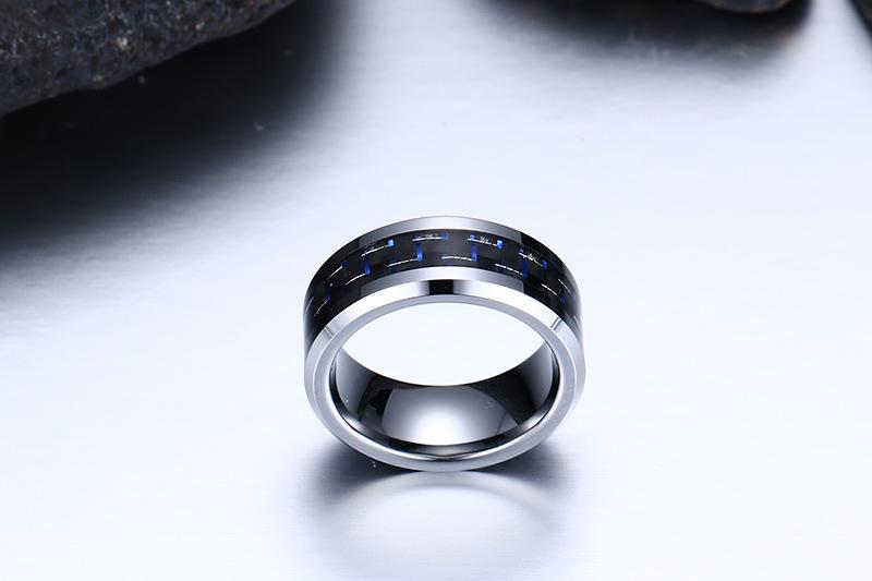 White Tungsten Blue Graphite Inlay Engagement Band Wholesale 8mm - Ables Mall