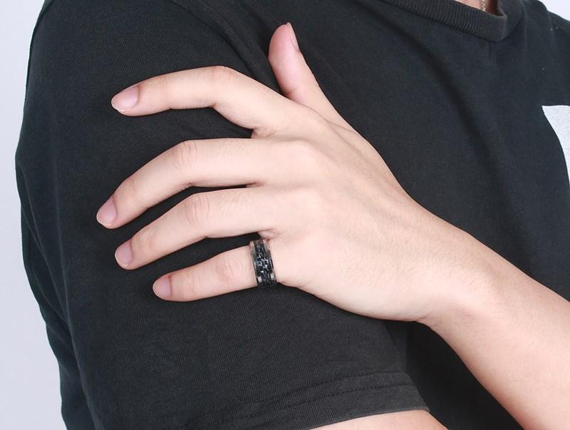 White Tungsten Blue Graphite Inlay Engagement Band Wholesale 8mm - Ables Mall