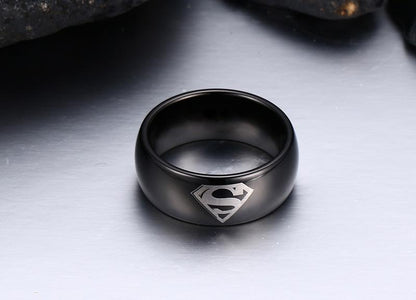 Black Tungsten Engraved Superman Engagement Band Wholesale 8mm - Ables Mall