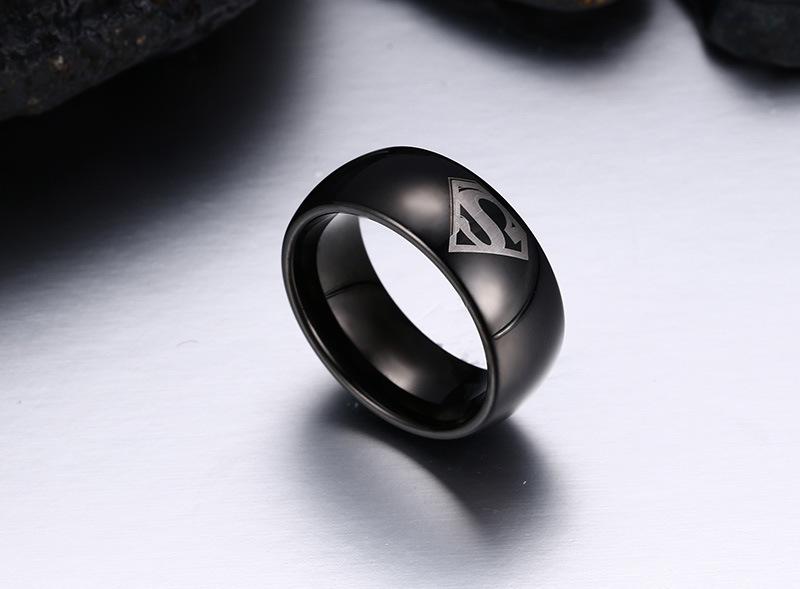 Black Tungsten Engraved Superman Engagement Band Wholesale 8mm - Ables Mall