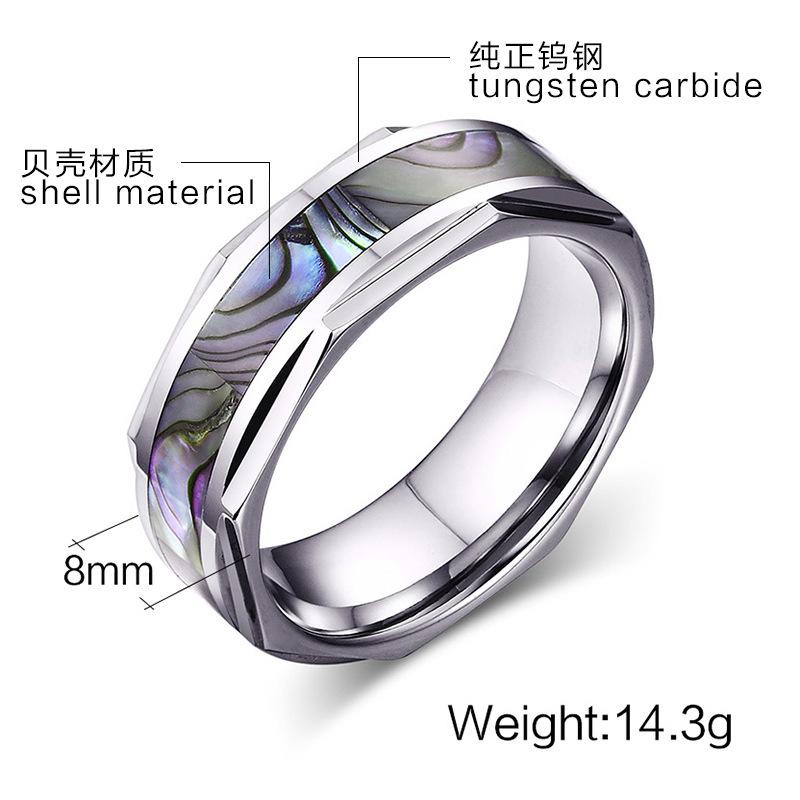 White Tungsten Shell Inlay Engagement Band Nut Ring Wholesale 8mm - Ables Mall