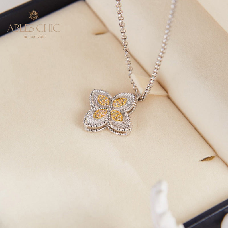 CZ Paved Clover Necklace 6126