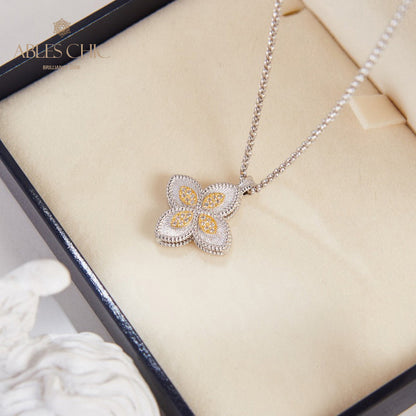 CZ Paved Clover Necklace 6126