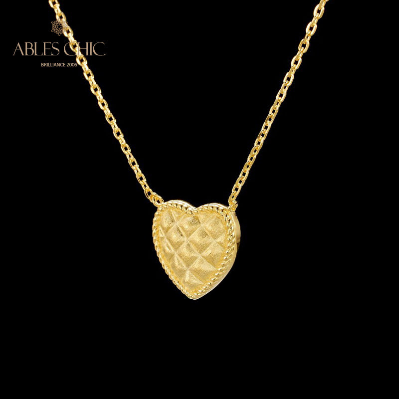 Brushed Heart Pendant Necklace 6120