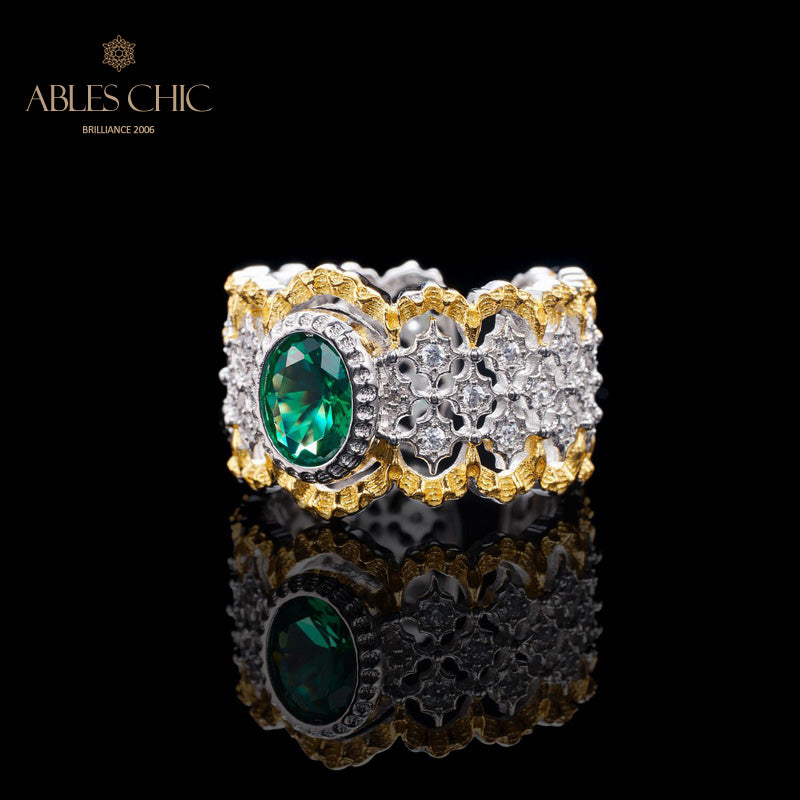 Emerald Lacy Floral Ring 6071