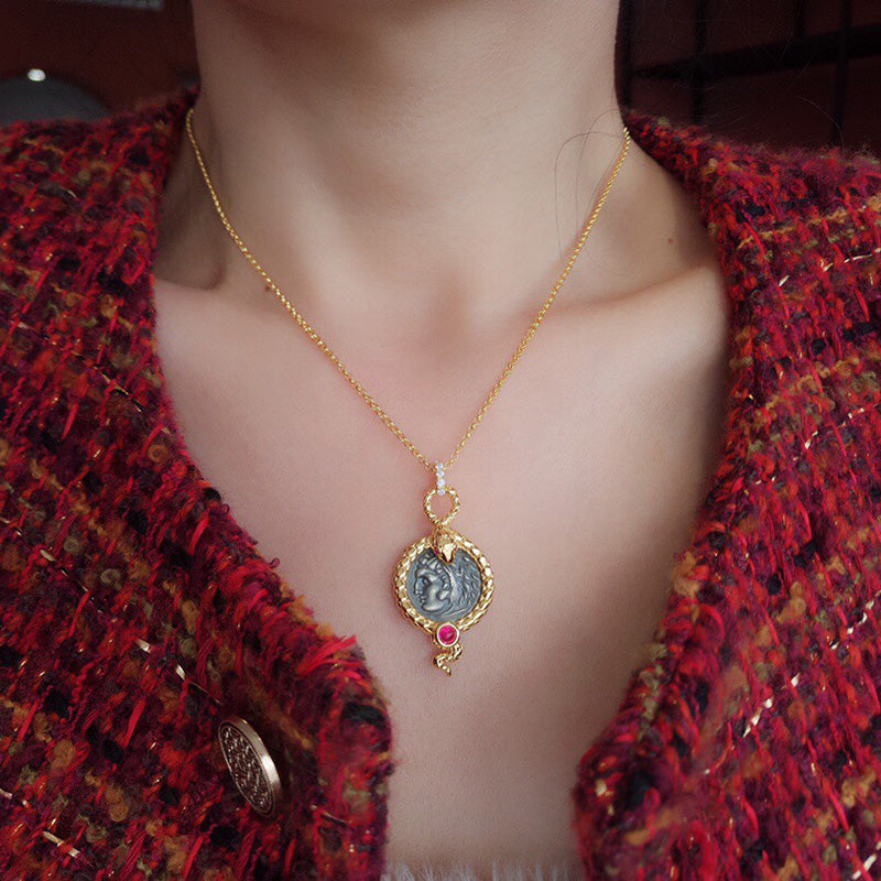 Serpent Hercules Coin Necklace