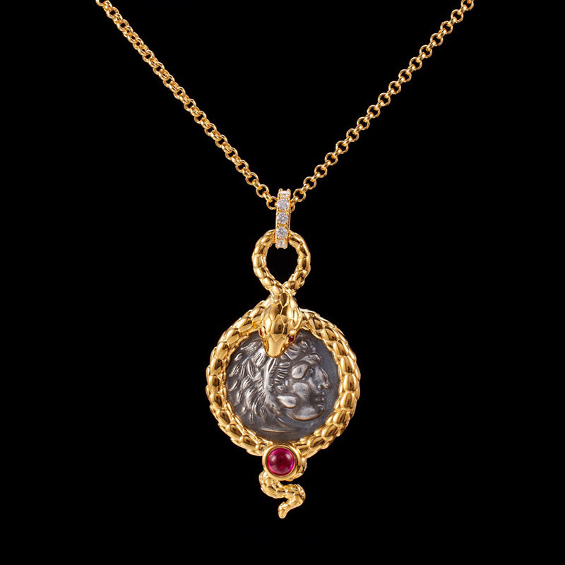 Serpent Hercules Coin Necklace