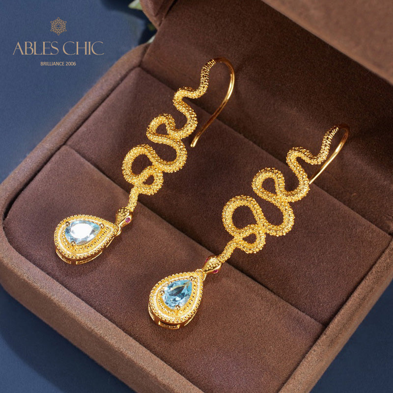 Topaz Serpent Crawlers Earrings 6049