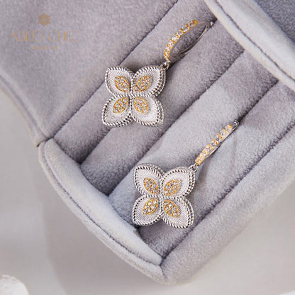 Fabric Pattern Clover Earrings 6125