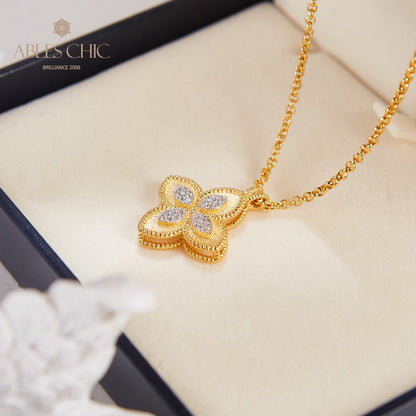 CZ Paved Clover Necklace 6126