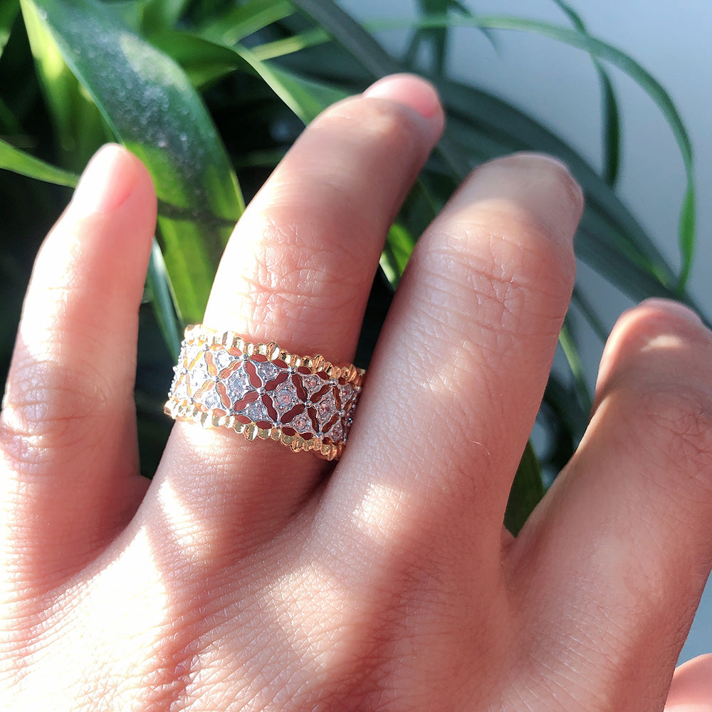 Honeycomb Fretwork Open Ring 5857