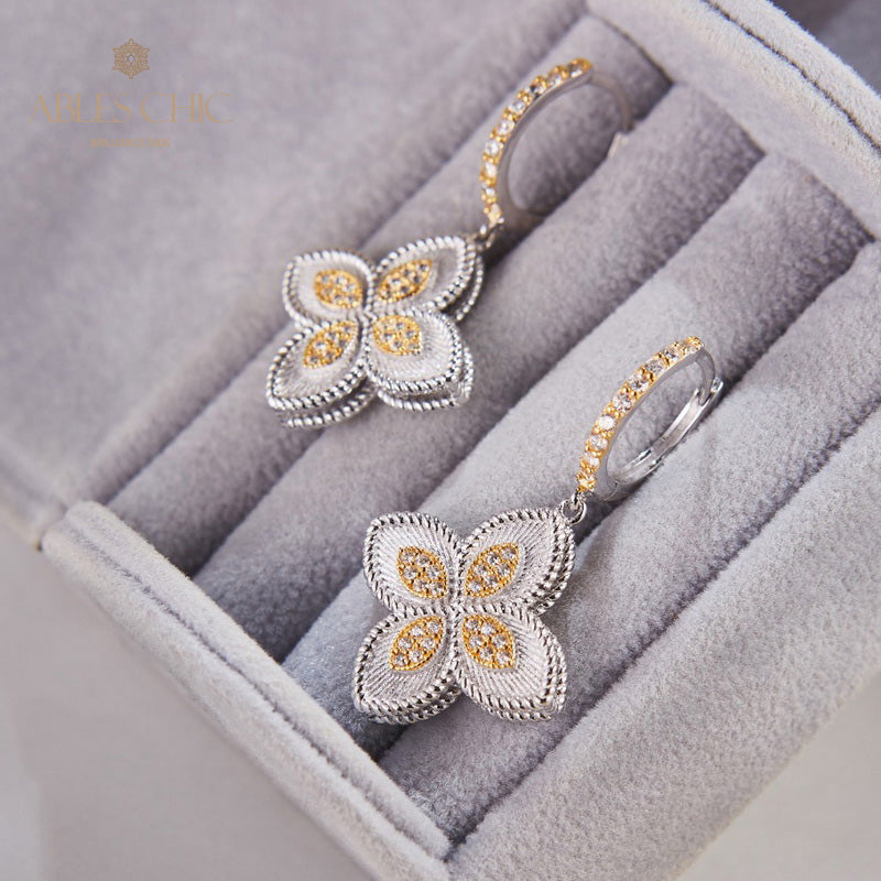 Fabric Pattern Clover Earrings 6125