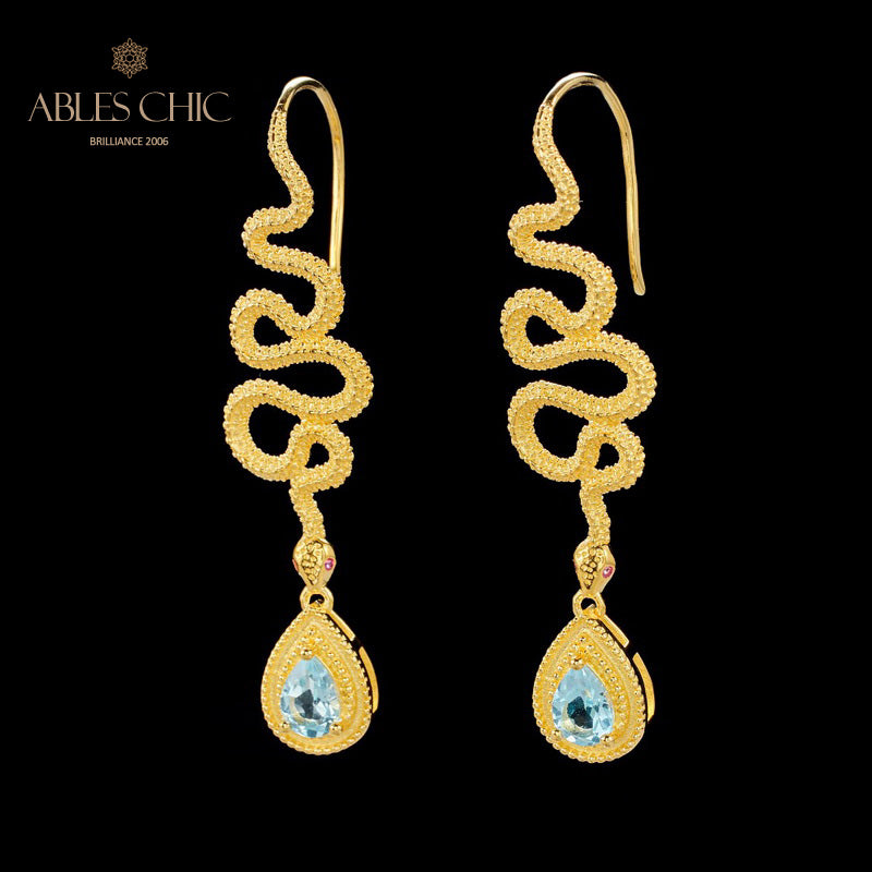 Topaz Serpent Crawlers Earrings 6049