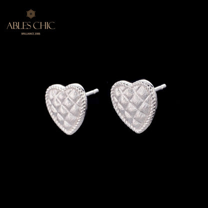 Boucles d'oreilles coeur motif tissu 6076