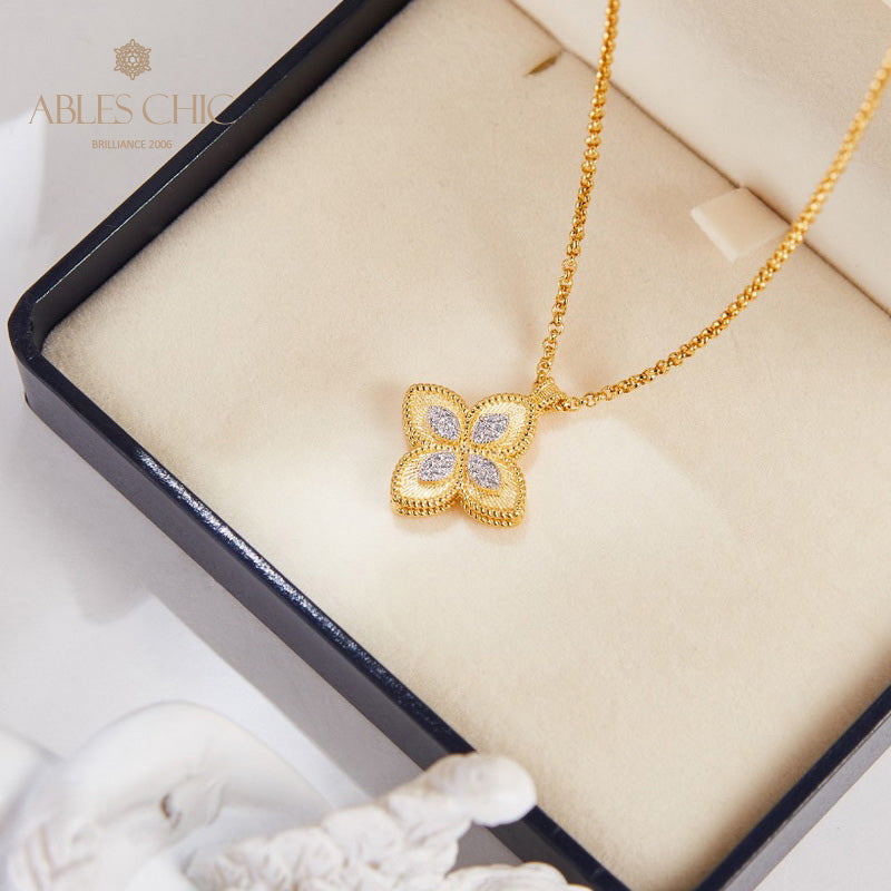 CZ Paved Clover Necklace 6126