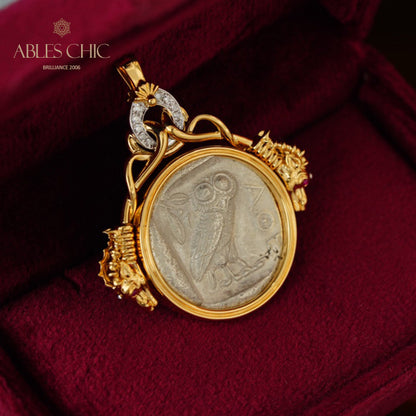 Athena Owl Flip Medallion Pendant Only