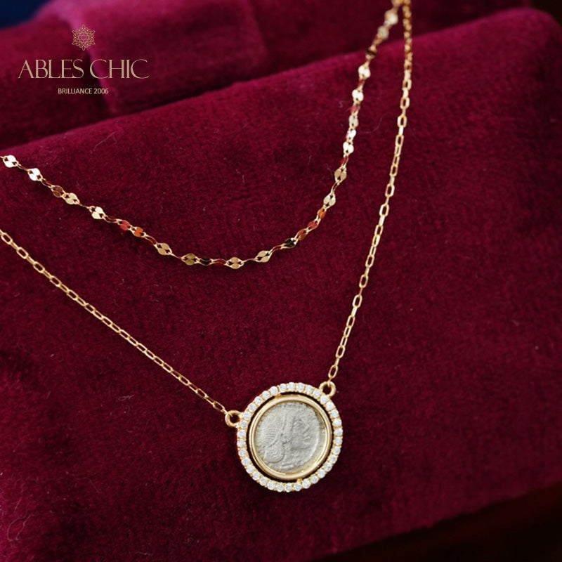 Greek Reversible Medallion Necklace