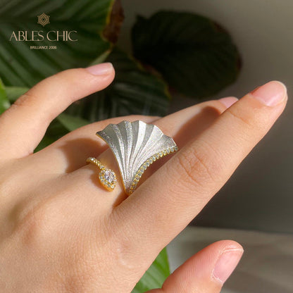 Bague florale feuille de Ginkgo 5859