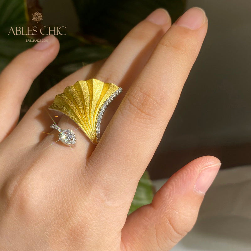 Bague florale feuille de Ginkgo 5859