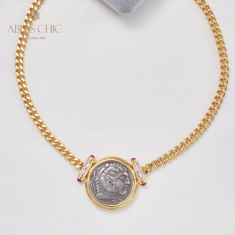Greek Zeus Antique Coin Necklace 5842