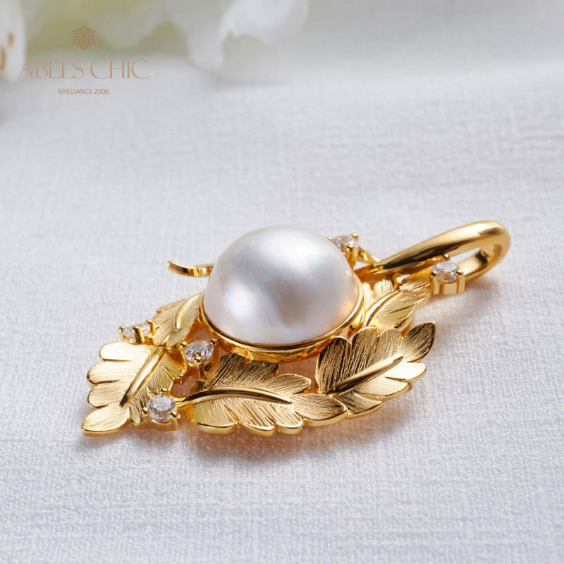 Mabe Pearl Leaf Garland Necklace 5817