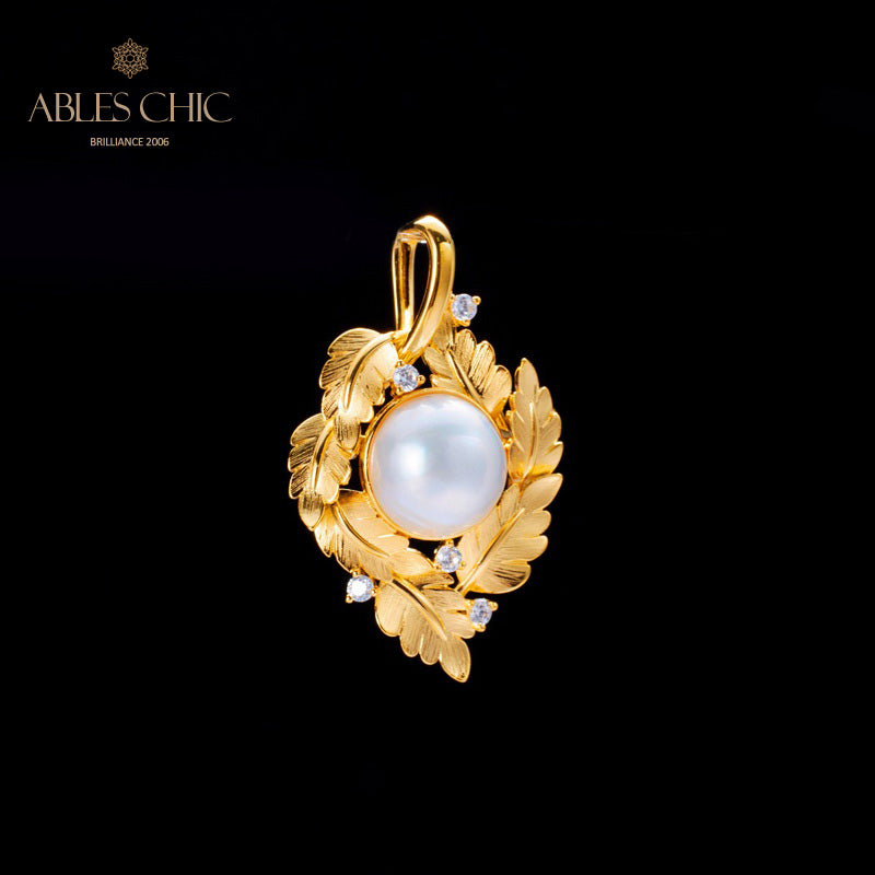 Mabe Pearl Leaf Garland Necklace 5817