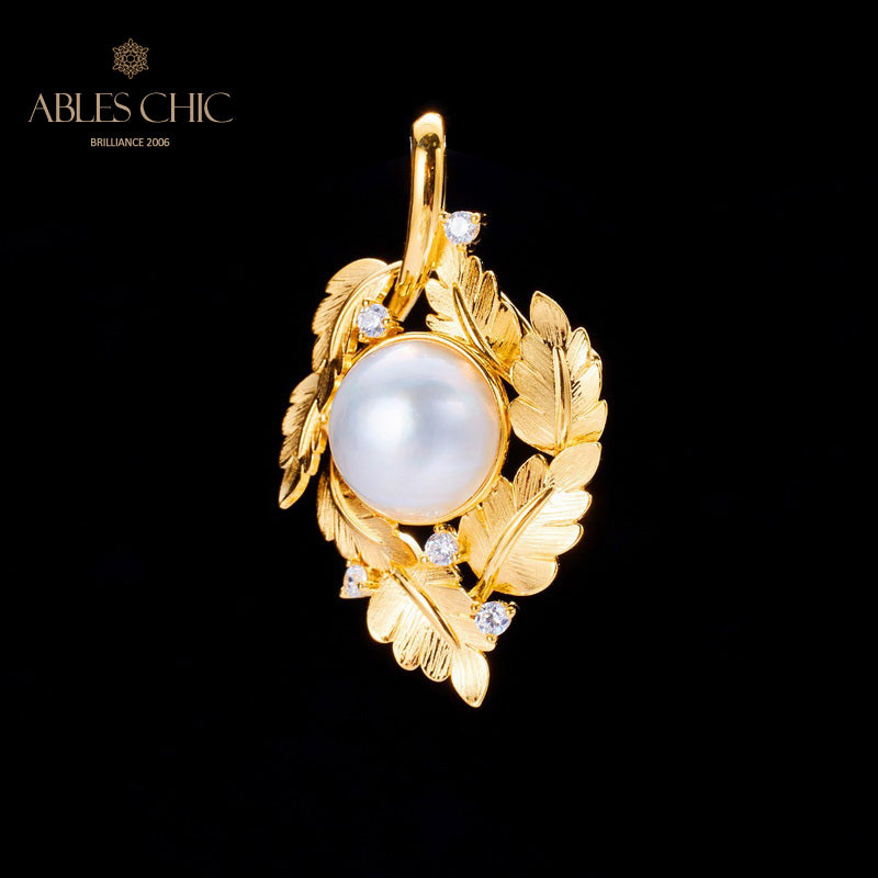 Mabe Pearl Leaf Garland Necklace 5817