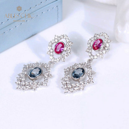 Oval Gem Chanderlier Earrings 5145