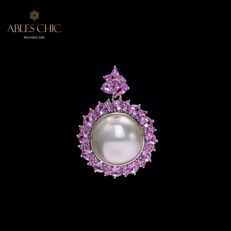 CZ Halo Mabe Pearl Pendant 5861