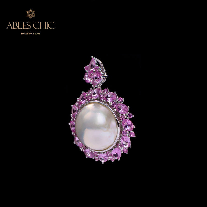 CZ Halo Mabe Pearl Pendant 5861