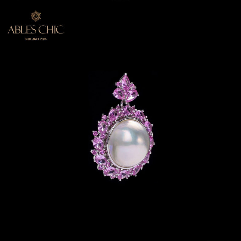 CZ Halo Mabe Pearl Pendant 5861