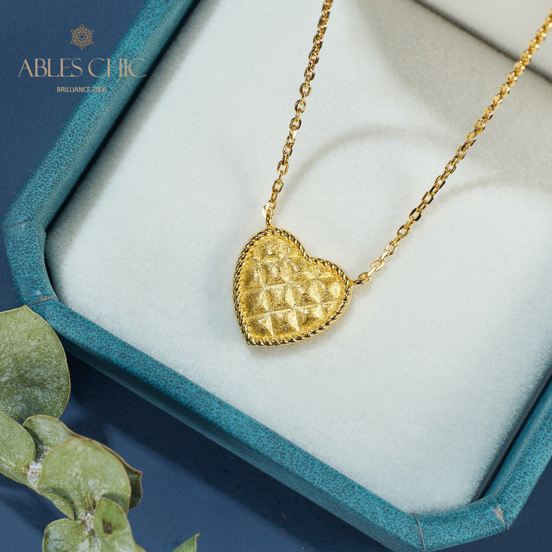 Brushed Heart Pendant Necklace 6120
