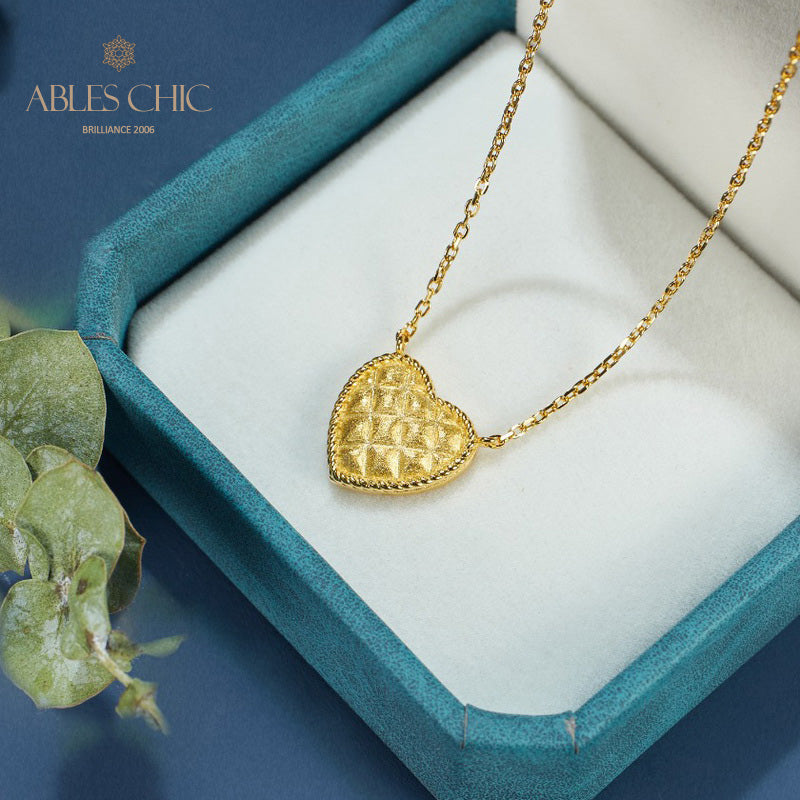 Brushed Heart Pendant Necklace 6120