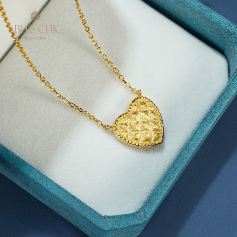 Brushed Heart Pendant Necklace 6120