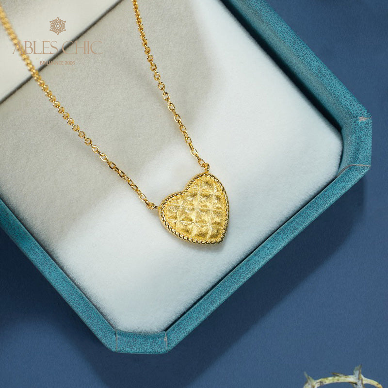 Brushed Heart Pendant Necklace 6120