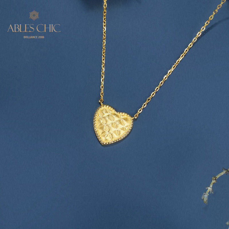 Brushed Heart Pendant Necklace 6120