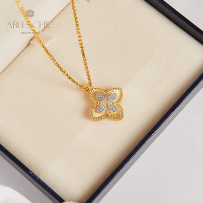 CZ Paved Clover Necklace 6126