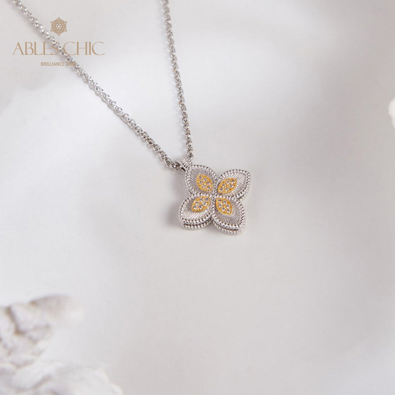 CZ Paved Clover Necklace 6126