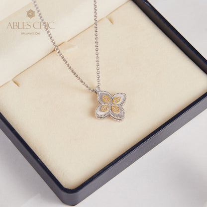 CZ Paved Clover Necklace 6126