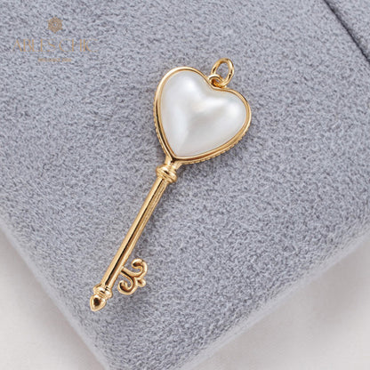 Heart Mabe Pearl Key Pendant 5840