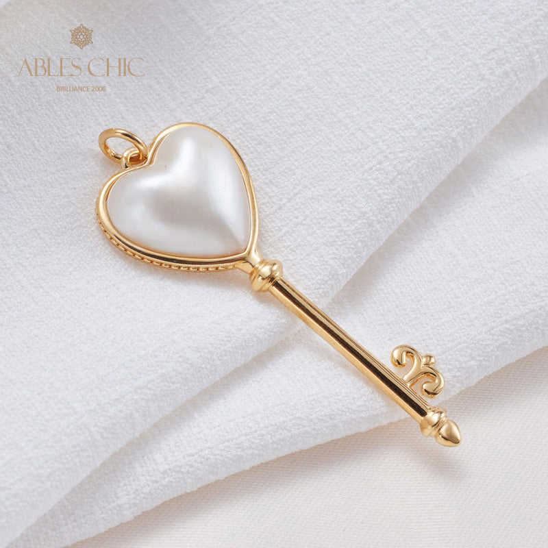 Heart Mabe Pearl Key Pendant 5840
